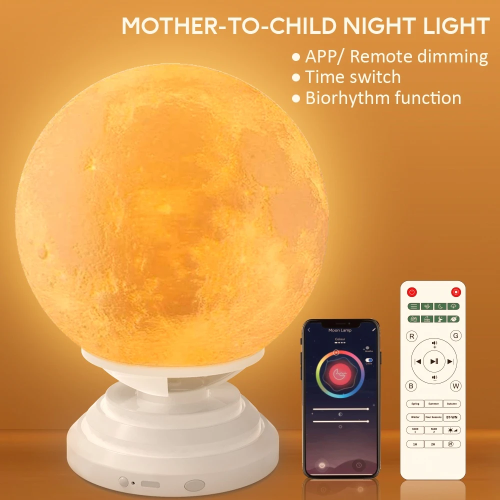 Night Light for Bedroom Mother-to-child Novelty Children's Lamp the Eye Care Timing Alarm Clock Table Lamps Intelligent Moon Lam