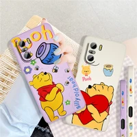 cute winnie the pooh liquid left rope soft for redmi k50 k40 gaming k30 k30s 10 10x 9a 9 9t 9c 9at 8 8a 7 5g phone case