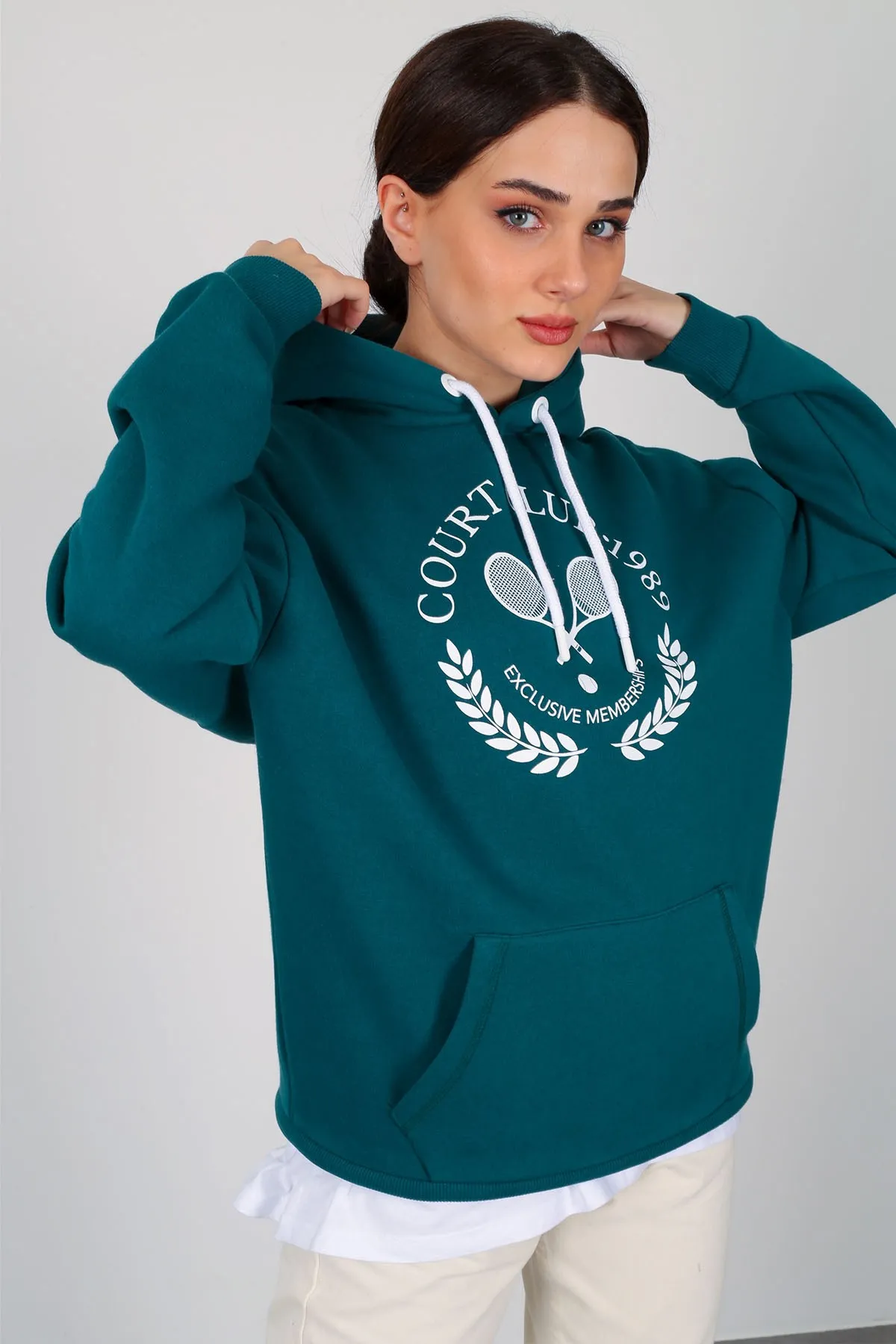 

Facette Female 2022267898 зелено-зеленый с тремя нитями передние карманы пот