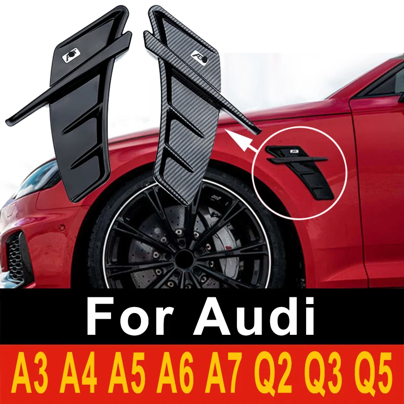 

For Audi A4 B7 B8 B9 A5 Sline Quattro A6 C6 C7 C8 A3 8V 8P Q3 Q5 Q7 Side Fender Sticker Trim Air Vent Car Styling Accessories