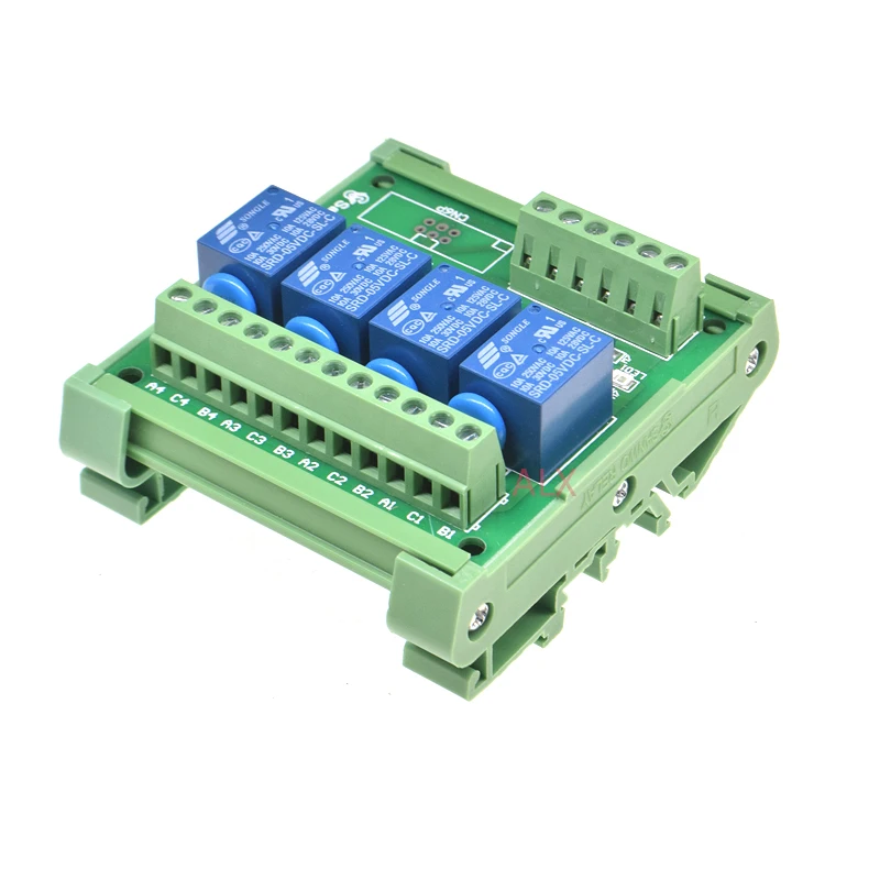 Фото 4-Канальный Релейный Модуль с креплением на DIN-рейку SRD-05VDC-SL-C 10A 5V 12V 24V DC PNP NPN 1NO 1NC №2