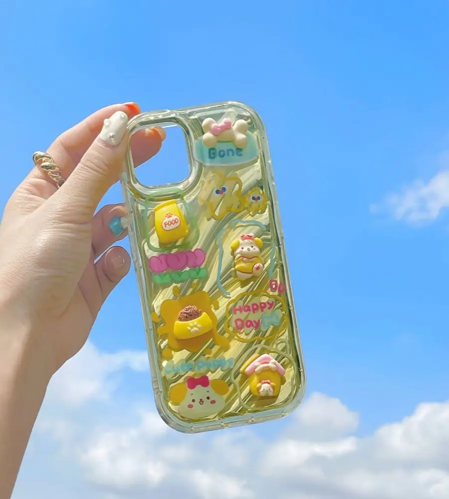 

Summer Series Adorable 3D Yellow Puppy bear honey Designed Phone Case For iPhone 14 13 12 11 Promax Cute fully protection Cover