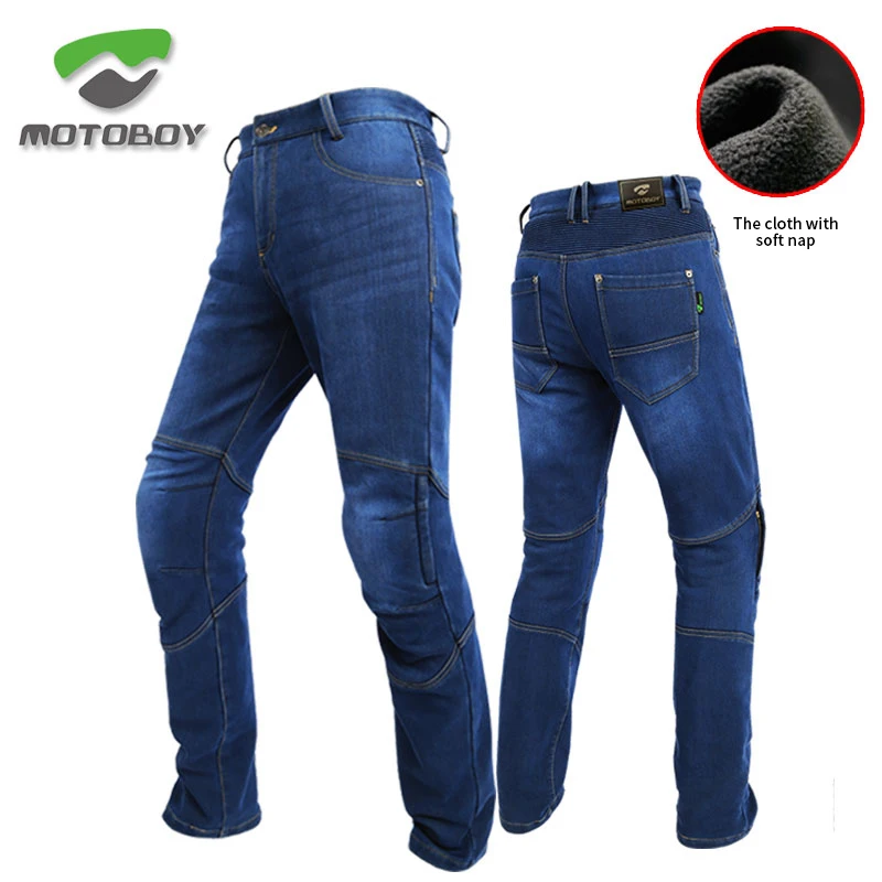 MOTOBOY  Motorcycle Jeans Men  Blue Pants  CE Protection Armor Winter Jeans Protective Gear Riding Touring Motorbike Trousers