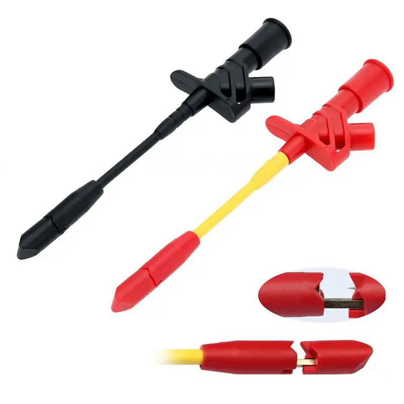 

TP168 4Mm Banana Socket Connection Wire Heavy Duty Insulation Piercing Probe Test Clip Fully Insulated Quick Pierce Testing Clip