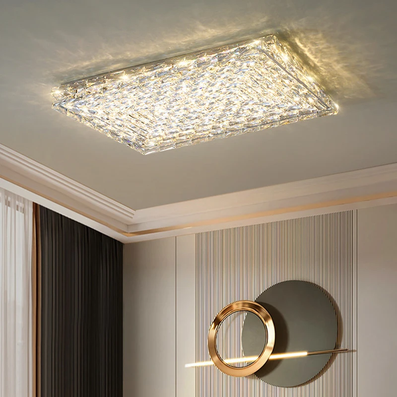 

Luxury Rectangle crystal Lamp Ceiling fixture surface crystal lighting dining Room Bedroom Kitchen led ceiling lamp for home