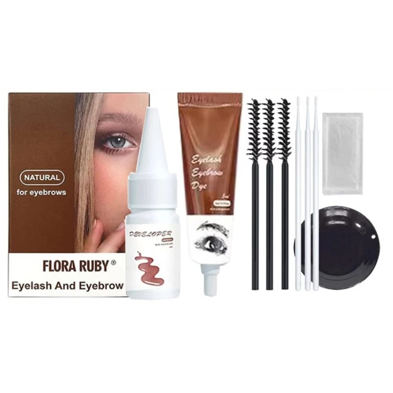 

Eyelash and Eyebrow Tint Kit 2 in 1,Professional Semi-Permanent Lash & Brow Kit,DIY Hair Dying Kit for Lashes Brows