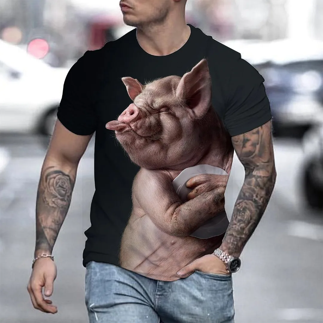 

Summer new Arrive Popular Novelty Animal Pig Sheep Series Tshirt Men Women 3D Print t-shirt Harajuku Style T shirt Summer Tops