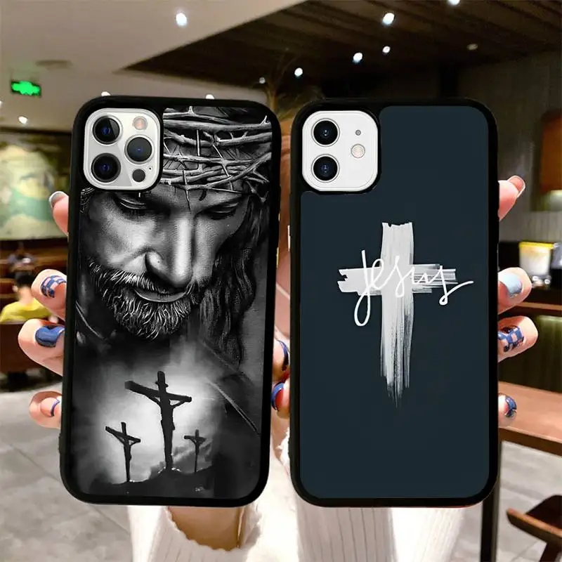 

Jesus Christ Cross Phone Case Silicone PC+TPU Case for iPhone 11 12 13 Pro Max 8 7 6 Plus X SE XR Hard Fundas