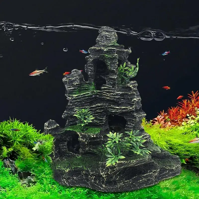 

Fish Tank Rockery Landscaping Solid Reliable Aquarium Hideout Rock Resin Fish Tank Decor Safe Natural Ornaments Decoration Lands
