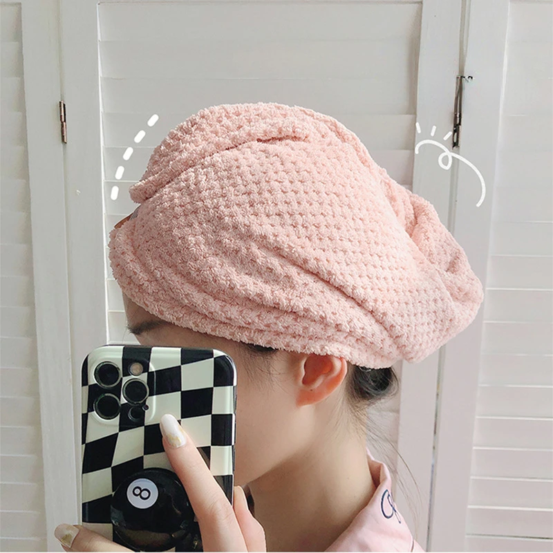 

Magic Microfiber Shower Cap Pineapple Grid Towel Bath Hats Dry Hair Cap Quick Drying Soft for Lady Turban Head