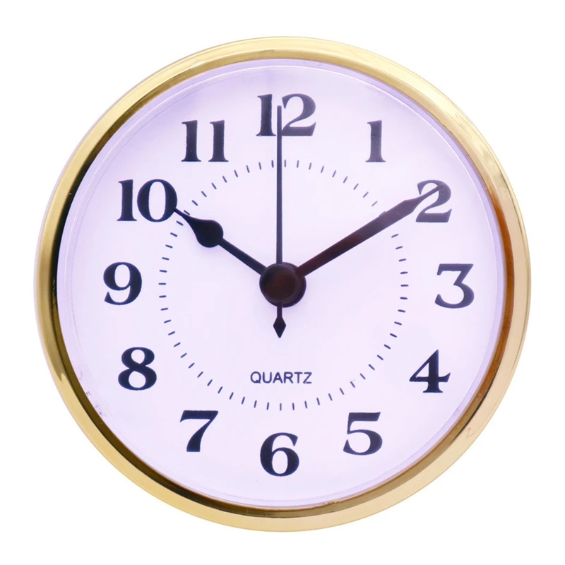 

Golden for Rim 90mm Clock Insert Embedded Mini Wall Clock for Head DIY Movement with Arabic Numerals