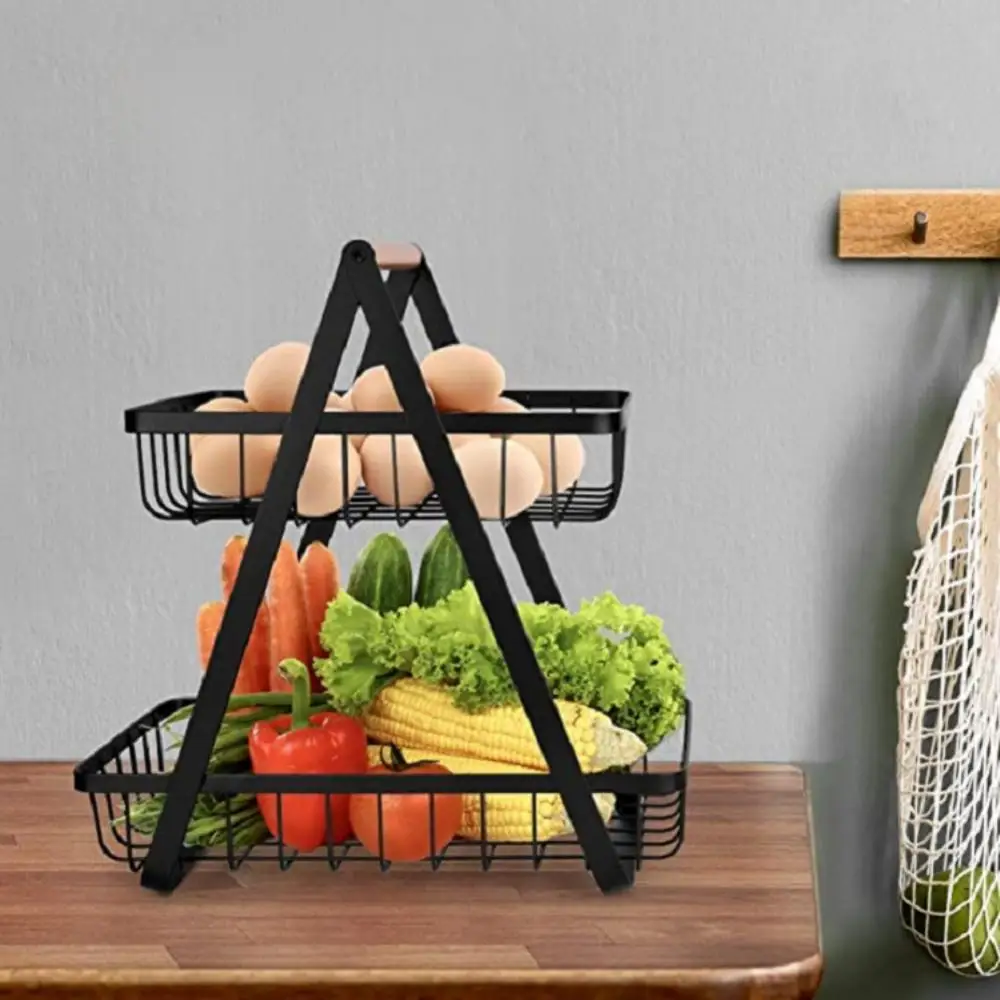 

Home Decor Storage Basket Detachable High Quality Fruit Basket Double Layer Fruit Vegetable Shelf Kitchen Organizer Drain Basket