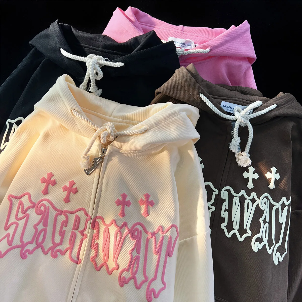 

Hoodies Women High Street Grunge Hooded Zipper Flame Streetwear Autumn Winter Y2k Clothes Korea New Vintage Korea Men Coat