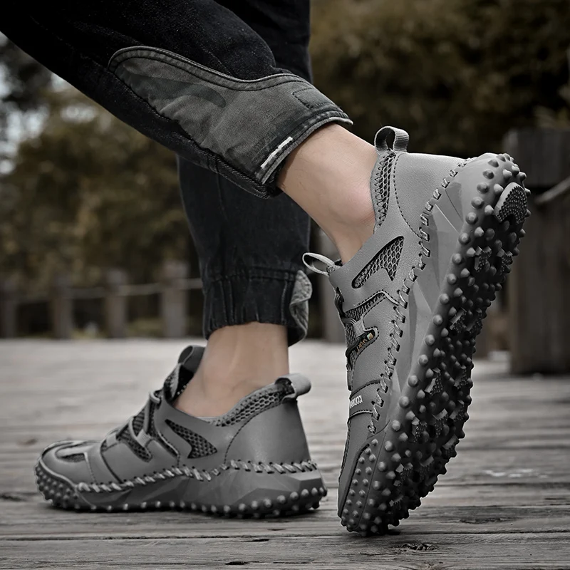 2023 Summer New Golf Shoes Men's White Gray Training Golf Shoes 38-46 Mesh Breathable Comfortable Anti-slip Golf Shoes