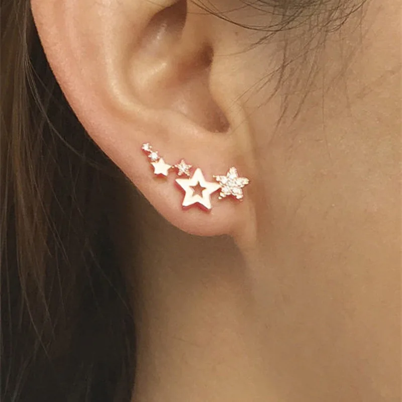 

2021 Moon Star Ear Tiny Star Moon Stud Earrings for Women Everyday Girls Birthday Gift Jewelry Mini Star Stud Earrring