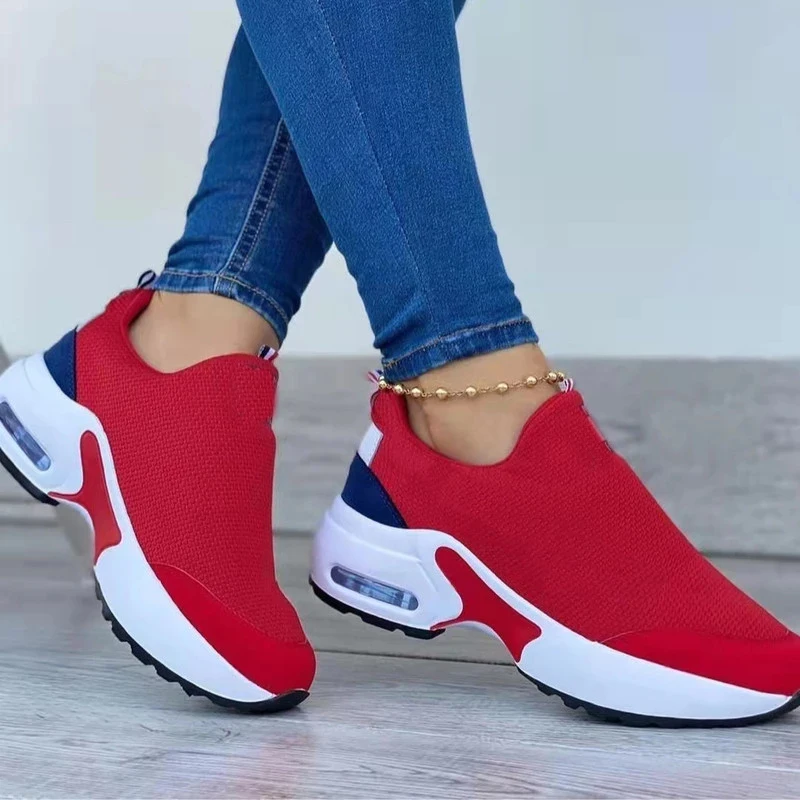 

2022 New Women's Thick Sole Vulcanized Shoes Wedge Heel Breathable Ladies Sneakers Outdoor Female Walking Shoes Zapatillas Mujer