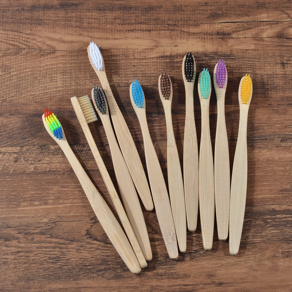 Pack of 10 Eco-friendly Bamboo and Charcoal Toothbrushes – Natural Oral Care