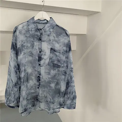 Camisas femininas Moda Tie Tye Harajuku Top Gótico Novo Roupa Casual Casual Casual Bordado All-Match Holiday All-Match Holiday