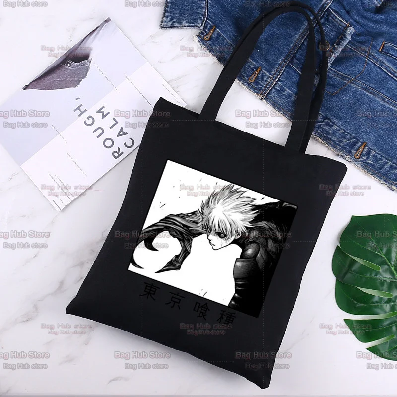 

Tokyo Ghoul Harajuku Style Ladies Casual Shoulder Black Tote Bag Printed Canvas Bag Handbag
