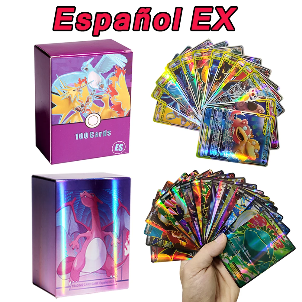 

Pokemon Cards in Spanish 2022 New Arrival EX Tag Team VMAX Holographic Playing Card Game Castellano Español Children Toy