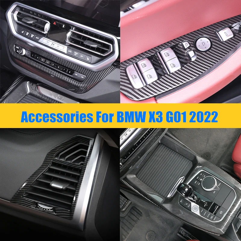 

Аксессуары для салона автомобиля из углеродного волокна для BMW X3 G01 2022 Автомобильная дверь центральная консоль шестеренчатая пленка центра...