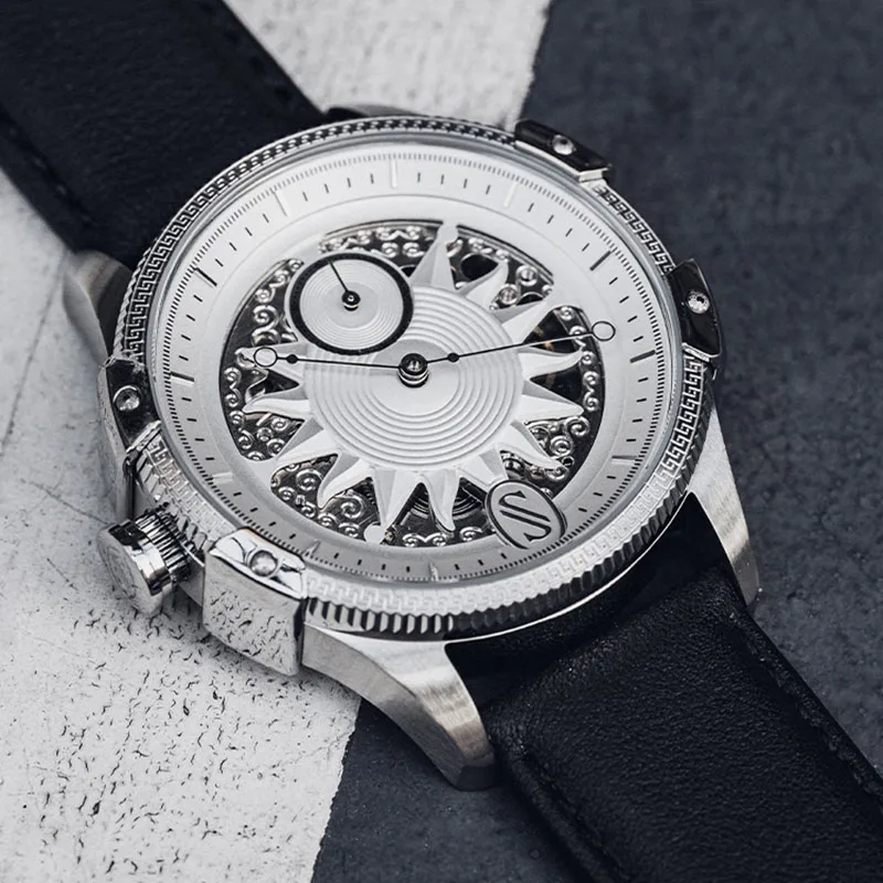 

SNIICA Fashion Personality Sun Skeleton Automatic Mechanical Movement Sapphire Mirror Waterproof Stainless Steel Watches for Men