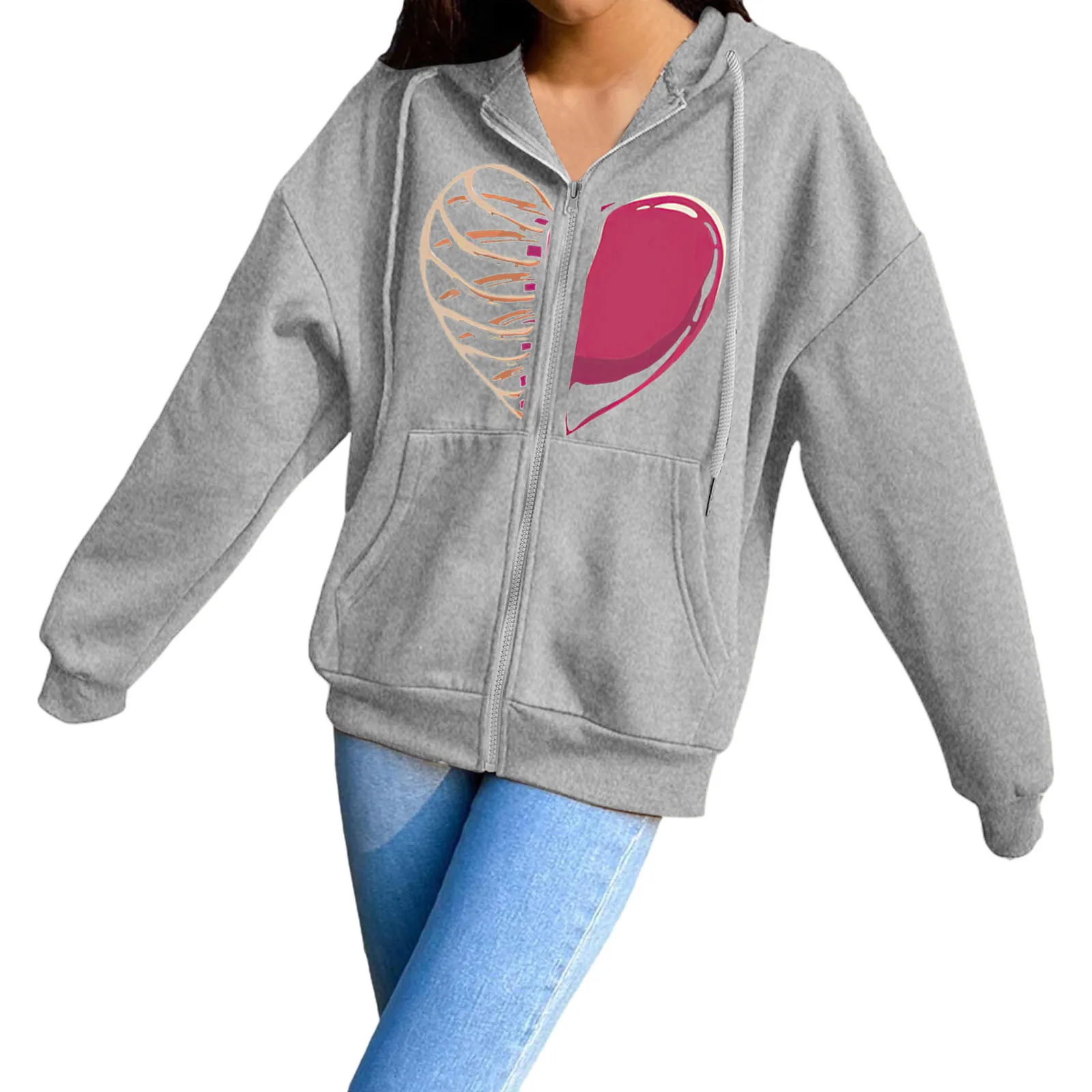 Женская толстовка с капюшоном и принтом черепа на молнии |