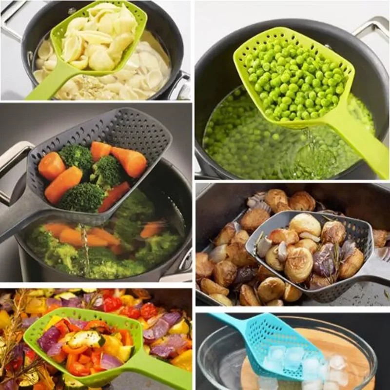 

2023NEW Cooking Shovels Food Strainer Scoop Nylon Spoon Drain Gadgets Large Colander Soup Filter Household Kitchen Accessories