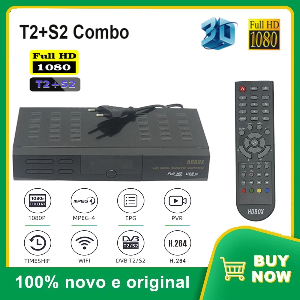 

HD BOX DVB T2 S2 Combo Digital Full HD Satellite TV Receiver Support ,PVR, YouTube Set Top Box With WIFI Dongle