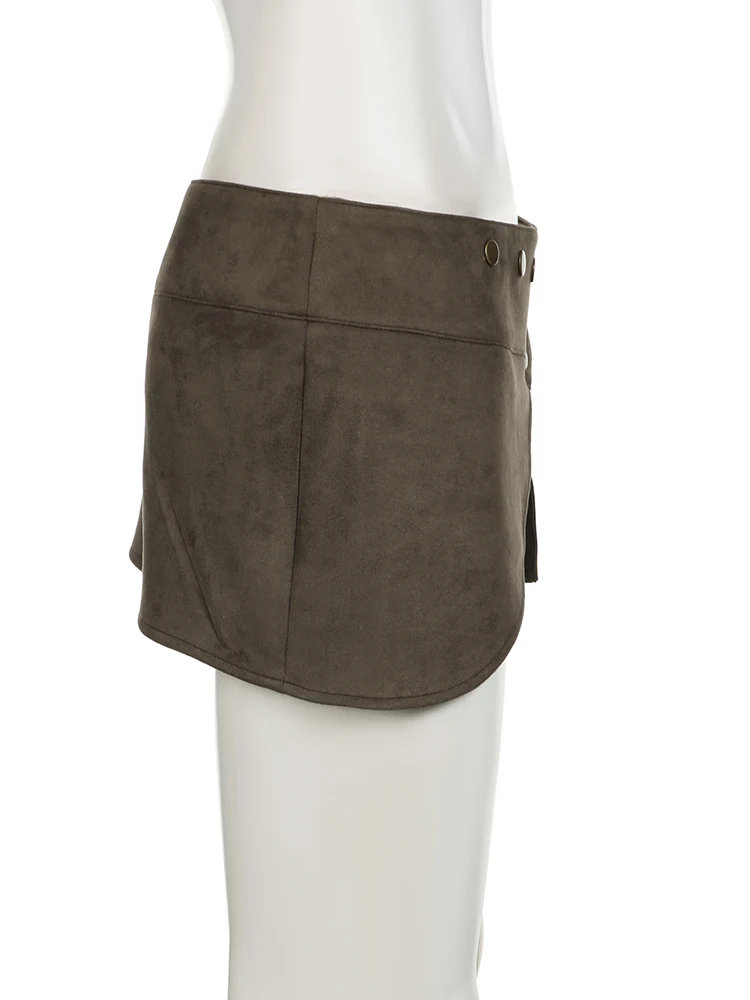 Сексуальная кожаная юбка IAMSURE с большими карманами и заклепками супер мини-юбка