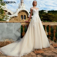 light champagne appliques cap sleeves wedding dress illusion low back vestido de novia tulle sweep train bridal gown customized