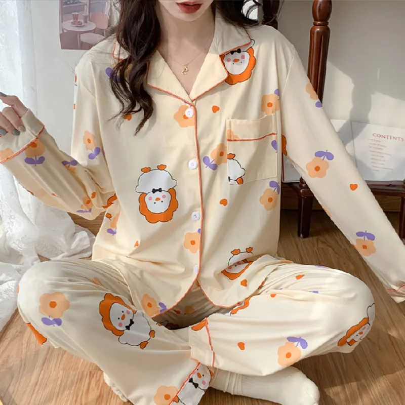 1 2023 pajamas women pajama tops long pajamas suit the spring and autumn period and the household to take female leisure suit