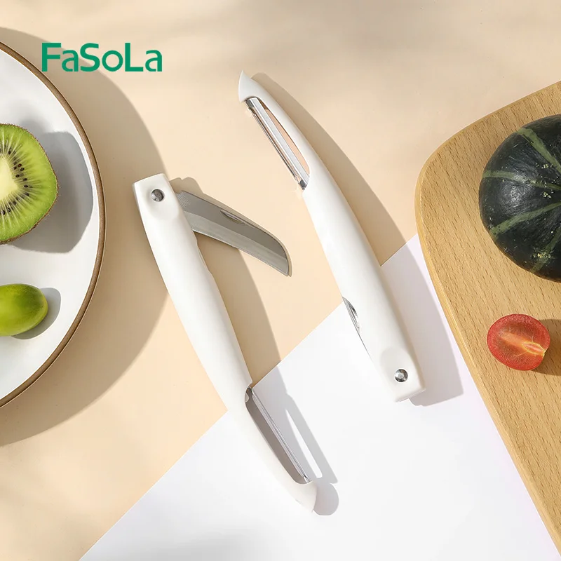 

FaSoLa Vegetable Peeler with Knife Sharp Stainless Steel Blade Apple Food Peeler Kitchen Gadgets