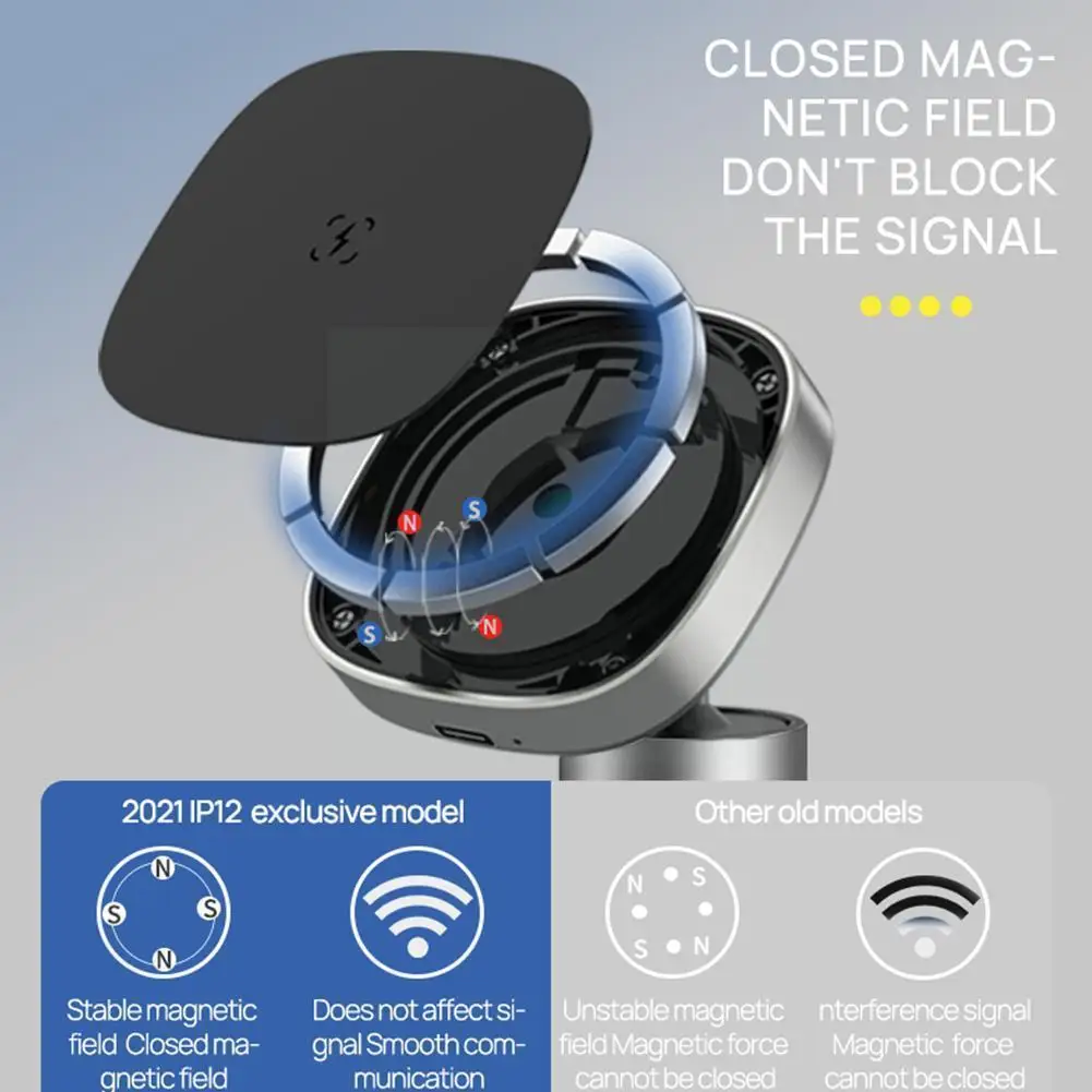 

Wireless Charging Car Mobile Phone Holder 15w Fast Charging Suction Aluminum Car Magnetic Holder Phone Alloy Magnetic K7M1