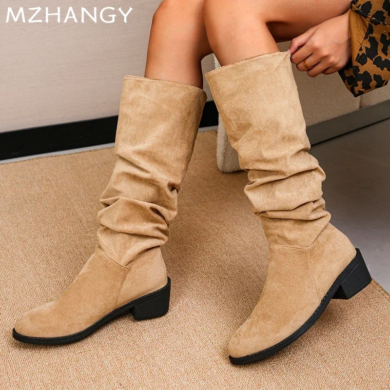 Женские замшевые высокие сапоги с леопардовым принтом женские туфли до колена на