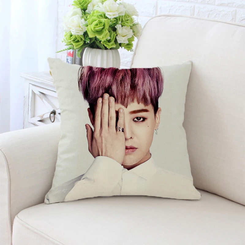 

Pillow Covers K-POP G-DRAGON Silk Cover Decorative Cushion Pillowcases for Pillows Fall Cushions Sofa Bed Cases 45*45 Pillowcase