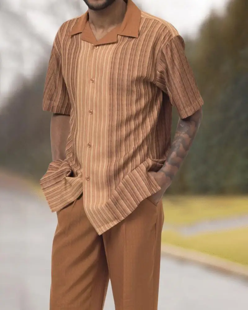 2023 Summer Hawaiian Beach Line Printed Men's Two-piece Fashion Casual Short-sleeved Shirt Suit Pants Party Suit S-4XL Pants