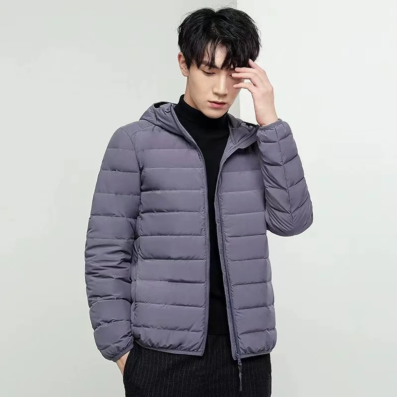 New Man Ultra Light Down Jacket Hooded Soft Matt Fabric Waterproof 90% Down Jackets Seamless Winter Autumn Warm Down Coat