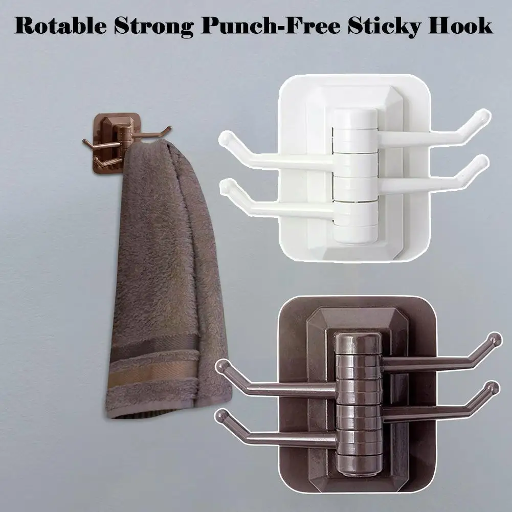 

Rotatable Seamless Adhesive Hook 4 Hooks Strong Bearing Bathroom Multi-purpose Wall Kitchen Stick Hanger Hooks Towel Hook O7a2
