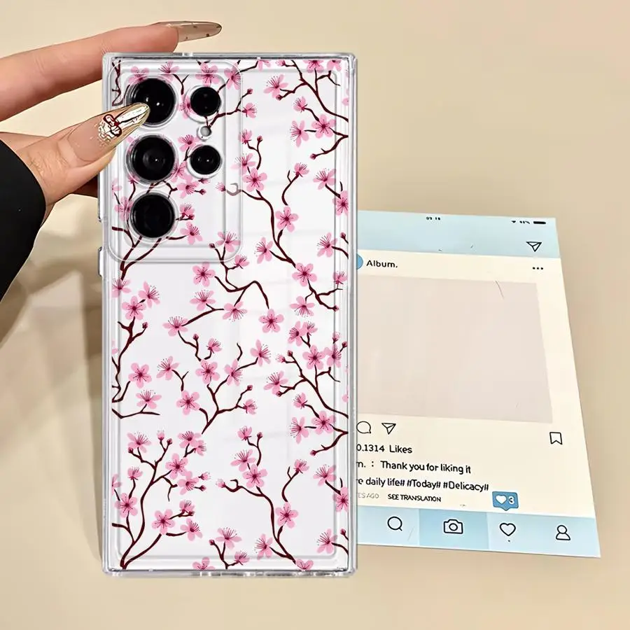 Фото Креативный чехол с цветами персика для Samsung Galaxy S26 S24 S23 Ultra S21 Note 20 Ultra 10 S25 Edge S22 FE S20 Plus №3
