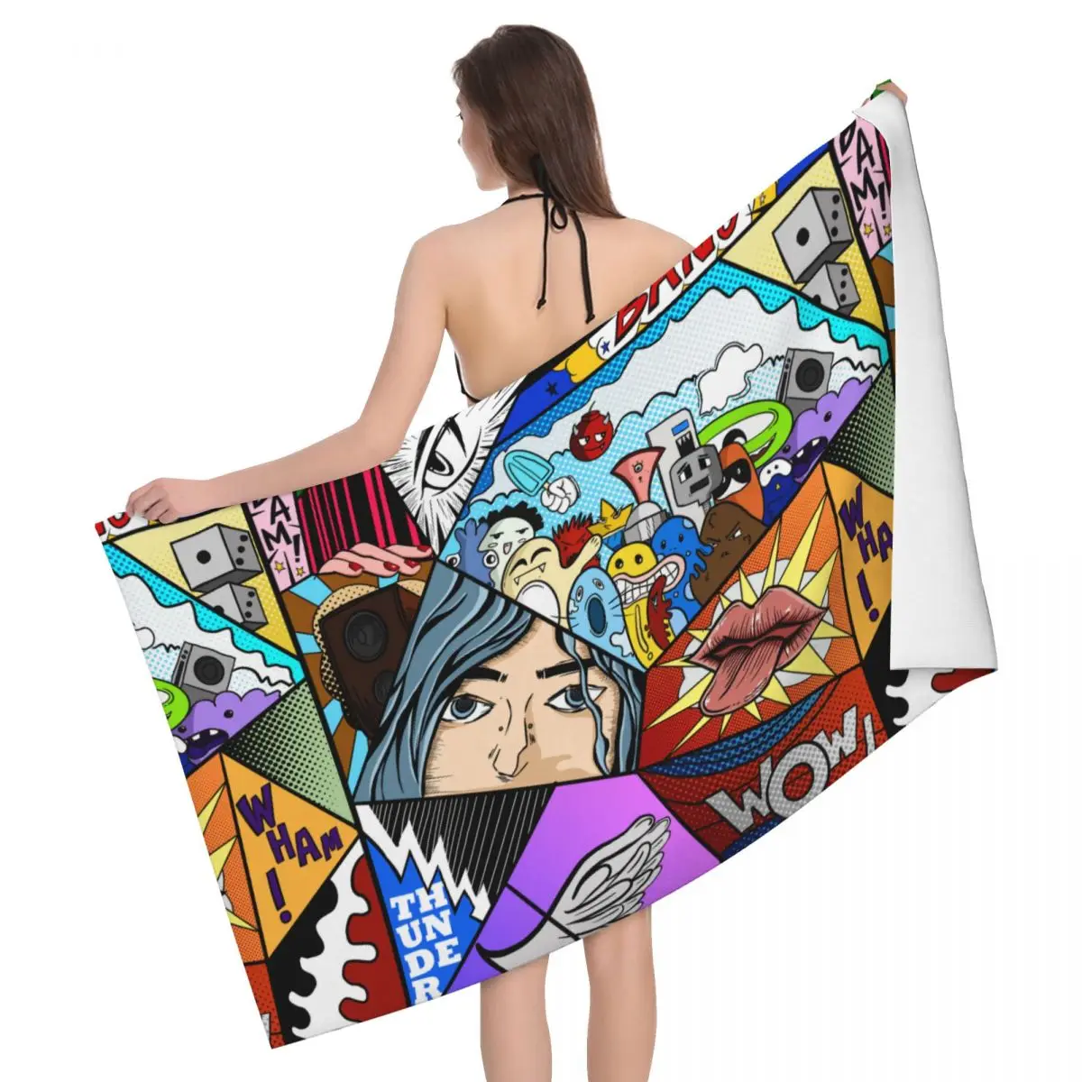 

What The Comic Beach Towels Pool Towels Large Sand Free Microfiber Beach Towels, Quick Dry Lightweight Bath Swim Towels