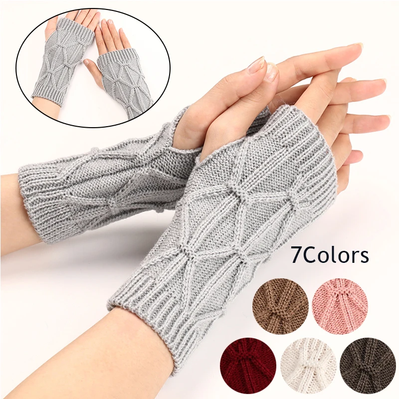 

Зима 2022, женские перчатки без пальцев длиной 20 см, вязаные рукавицы, теплые перчатки для рук, рукав до локтя, полуперчатки, женские перчатки