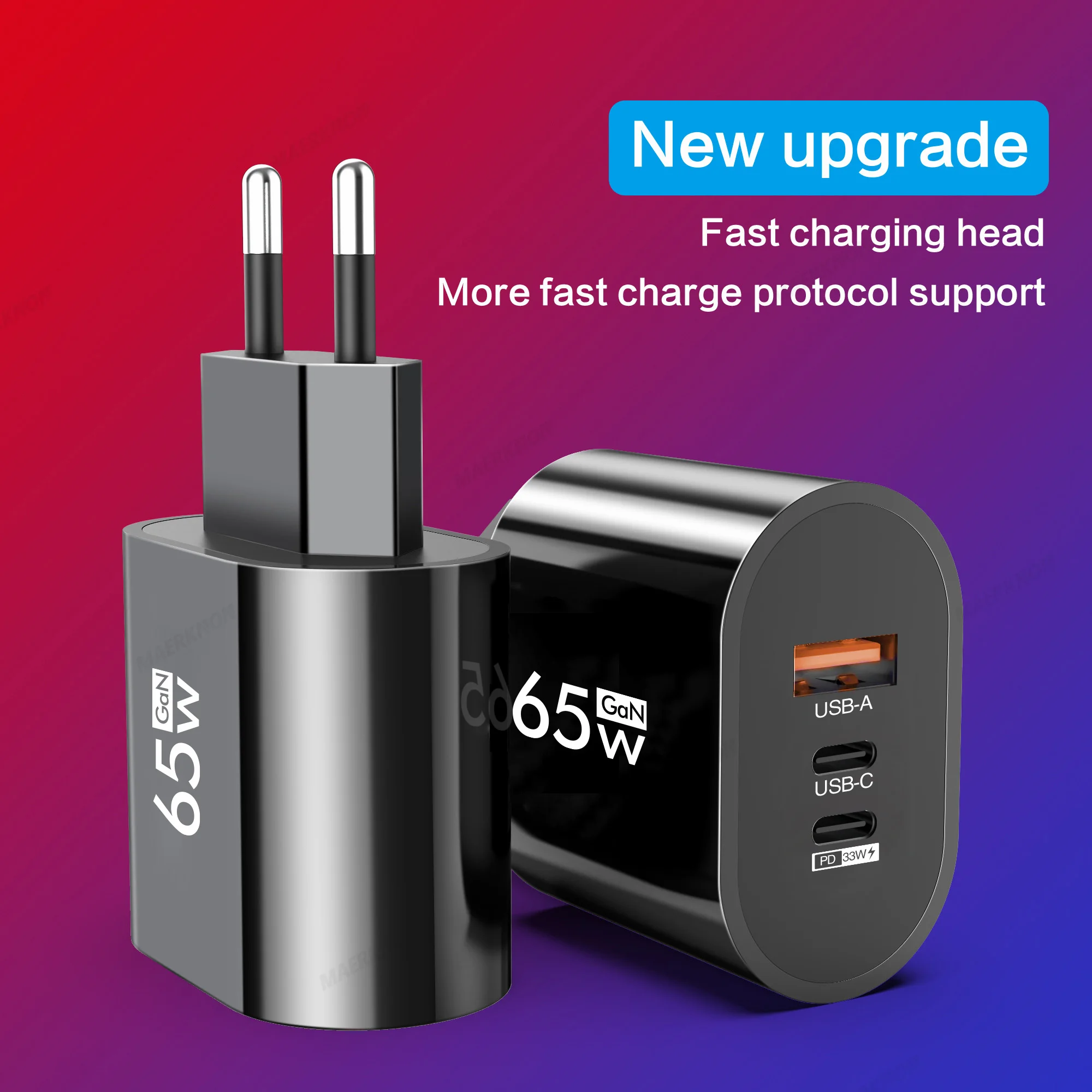 65W GaN USB Type C Charger Quick Charger 3.0 Fast Charging Mobile Phone Adapter For iPhone 14 13 Xiaomi Huawei Samsung Oneplus