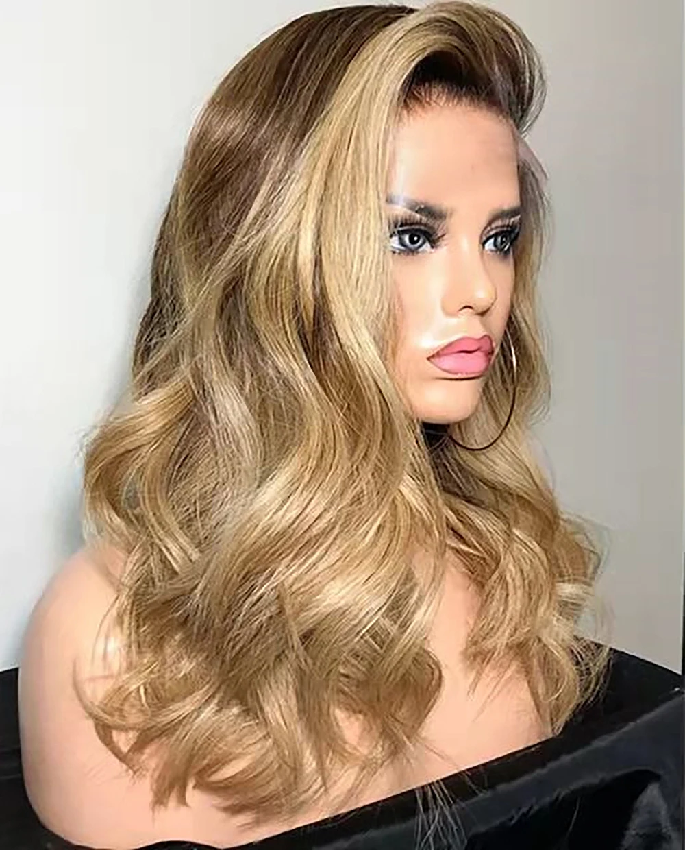 Brown ombre honey blonde lace front wigs human hair Natural Wave Brazilian Remy 360 full Lace Frontal Wigs HD Transparent lace