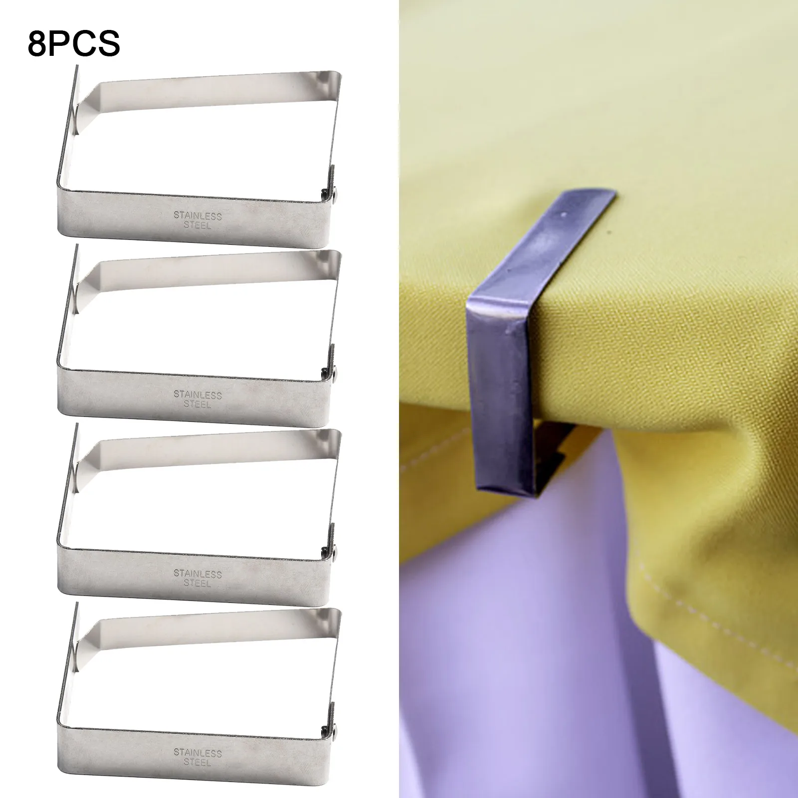 

8Pcs Stainless Steel Tablecloth Anti-Slip Tablecloth Clamps Table Cover Holder Clips 8x7cm For Tableware Household Party