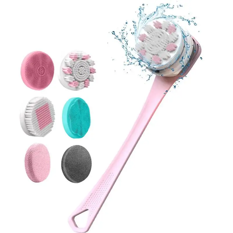 

Electric Body Scrubber 6 In 1 Spin Skin Brush Long Handled Body Scrubber With 6 Shower Heads Shower Brush Deep Cleansing Brush