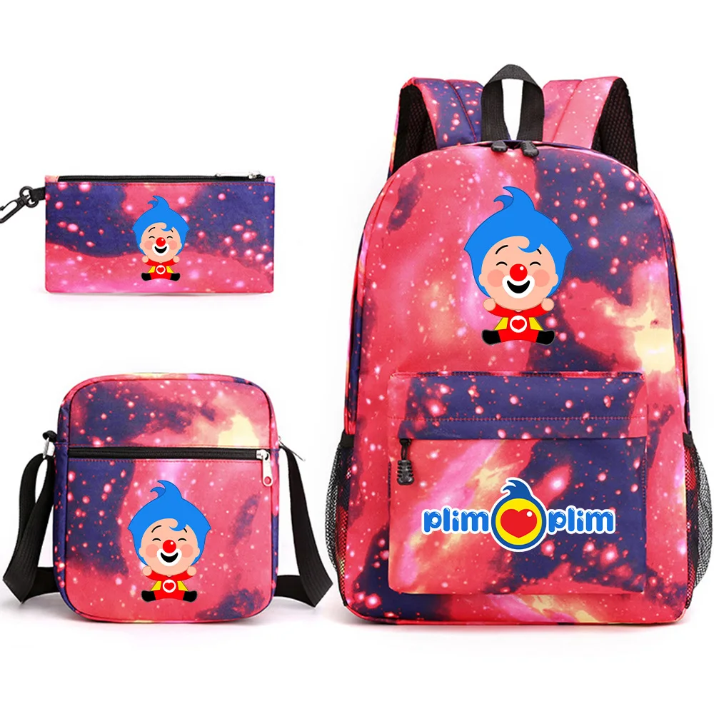 

3Pcs Plim Plim School Bag Primary School Messenger Bag Pencil Case Large-capacity Kids Backpack Knapsack High-capacity Bag