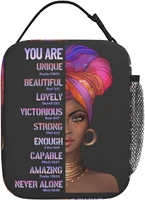 african american woman lunch bag afro black queen heat insulated lunch box leakproof durable portable reusable thermal tote bag
