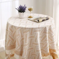 linen cotton thicken solid tablecloth white lace hem splice washable coffee dinner table cloth for wedding banquet