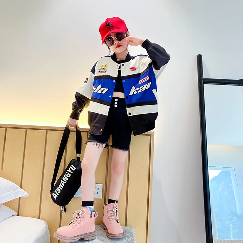 

Детская одежда для девочек на весну и осень, модная бейсбольная униформа в стиле пэчворк, топы, одежда для мальчиков, куртки с большими букве...